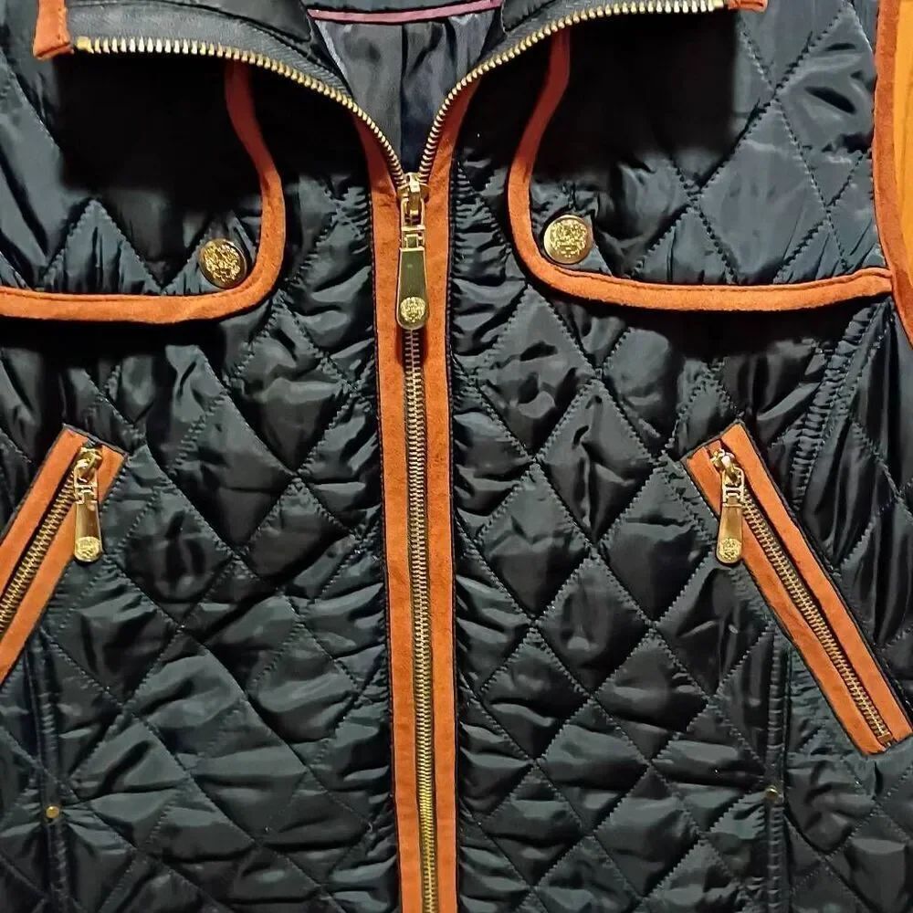 Vince Camuto Black Suede Quilted Riding Vest Women's Large - Picture 6 of 12